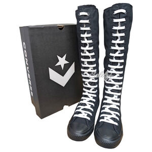 Converse CTAS XXHI Womens 8.5 Black White Knee High Canvas Zip Back Sneaker Boot